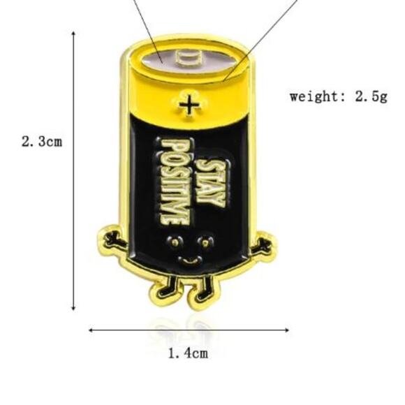 Stay Positive Cute Battery Pin Brooch - Picture 2 of 3